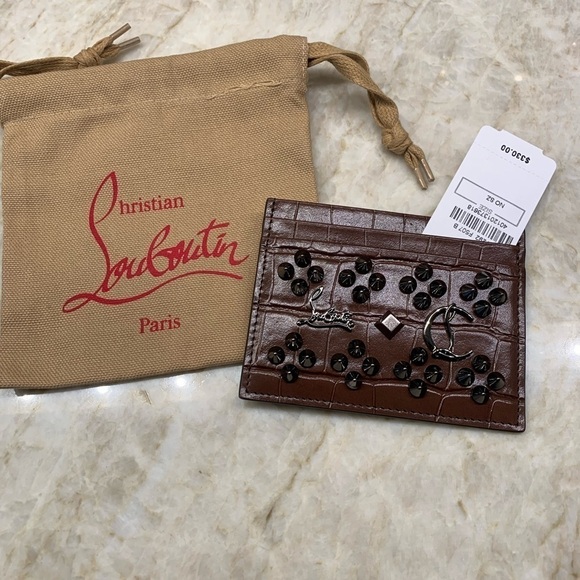 CHRISTIAN LOUBOUTIN W Kios Croc-Embossed Loubinthesky Card Case - Picture 3 of 8